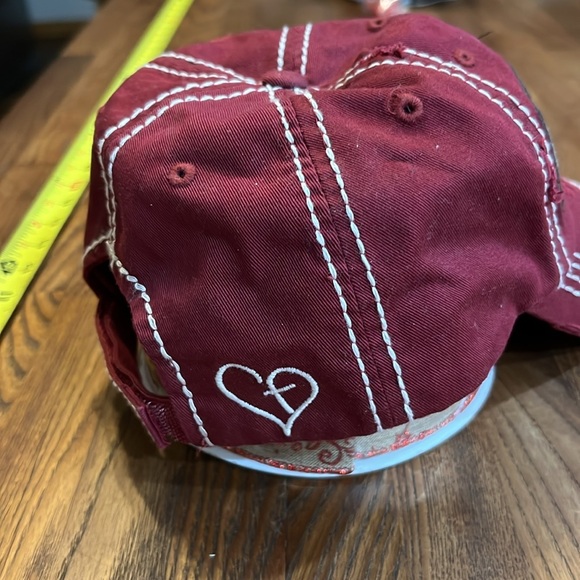 BURGUNDY "BLESSED" Leopard Patch Embroidery Vintage Hat - Picture 2 of 5